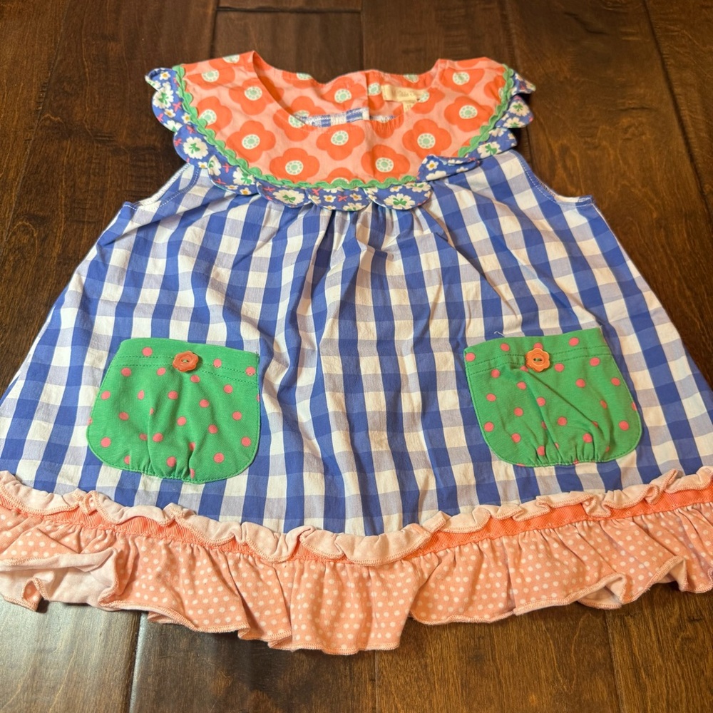 Matilda Jane Picnic Pie Tunic Mixed Prints Girls size 6 Bohemian Spring